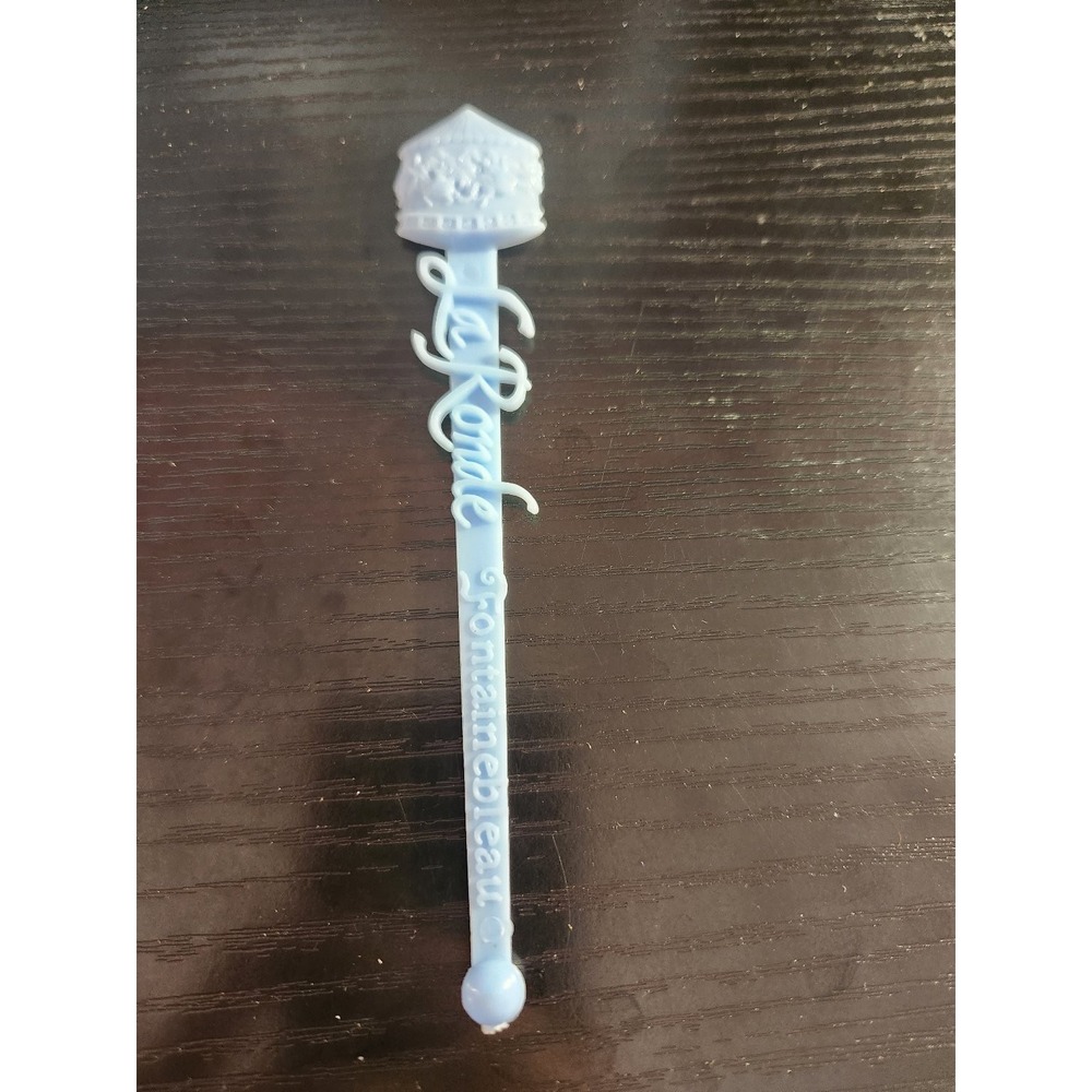 Vintage La Ronde Fontainebleau Swizzle Stir Stick Carousel Blue 5.75"